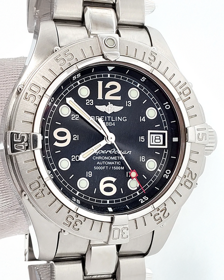 2004 Breitling Superocean Steelfish 42MM Black Dial Steel Bracelet (A17360)