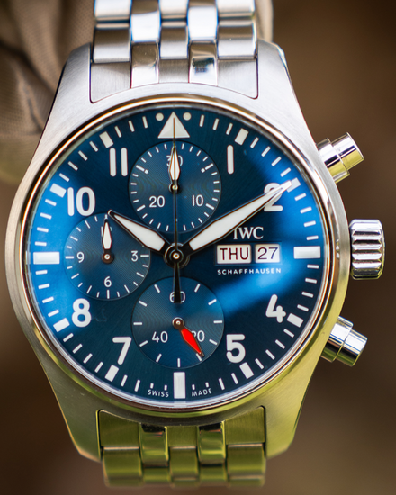 2022 IWC Schaffhausen Pilot Chronograph 41MM Blue Dial Steel Bracelet (IW388102)