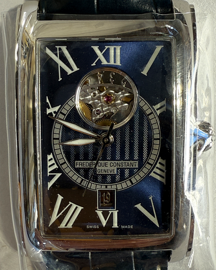 No Reserve - 2024 Frederique Constant Classics Carree 47MM Blue Dial Leather Strap (FC-315DNS4C26B)