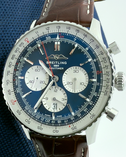 2023 Breitling Navitimer 1 B01 Chronograph 46MM Blue Dial Leather Strap (AB0137211C1A1)