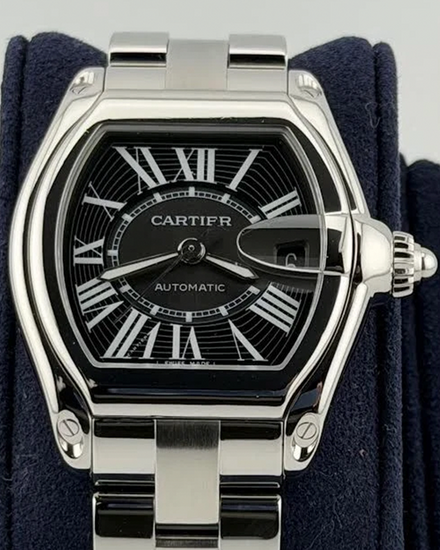 Cartier Roadster 38MM Black Dial Steel Bracelet (W62041V3)