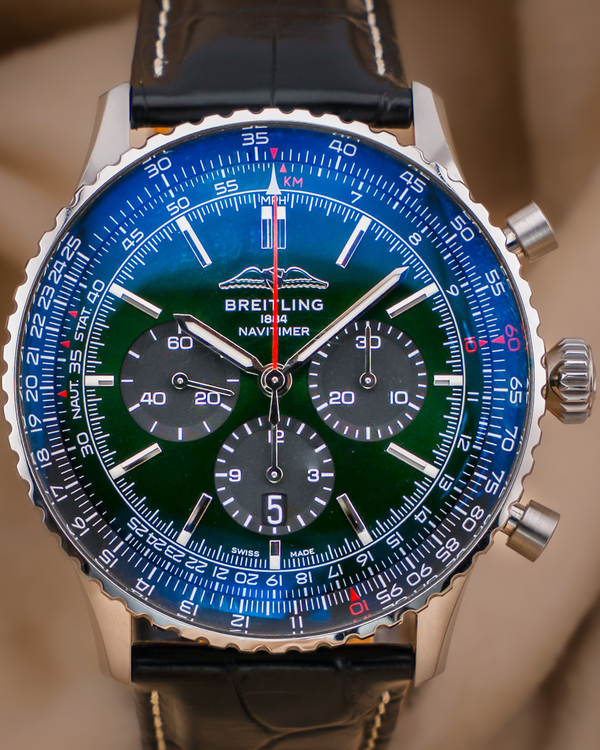 2022 Breitling Navitimer B01 Chronograph 46MM Green Dial Leather Strap (AB0137)