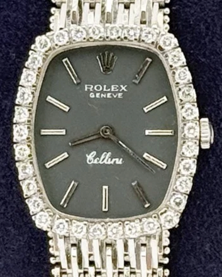 1970 Rolex Cellini 25MM Grey Dial White Gold Mesh Bracelet (3803)