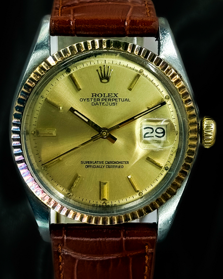 Rolex Datejust 36MM Champagne Dial Aftermarket Leather Strap (1601)