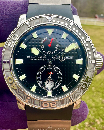 2007 Ulysse Nardin Marine Diver 42.7MM Black Dial Rubber Strap (263-33)