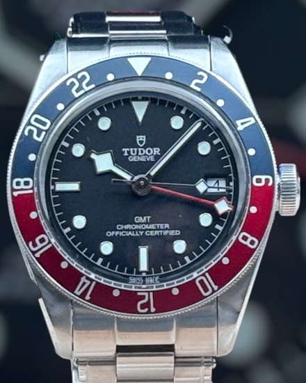 No Reserve - 2021 Tudor Black Bay GMT "Pepsi" 41MM Black Dial Aftermarket Steel Bracelet (79830RB)
