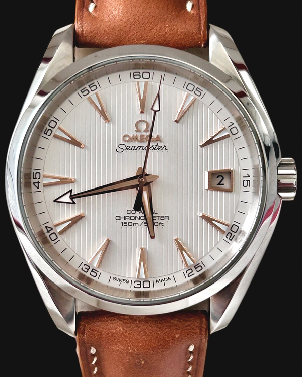 No Reserve - 2013 Omega Seamaster Aqua Terra 150M 42MM Silver Dial Aftermarket Leather Strap (231.13.42.21.02.002)