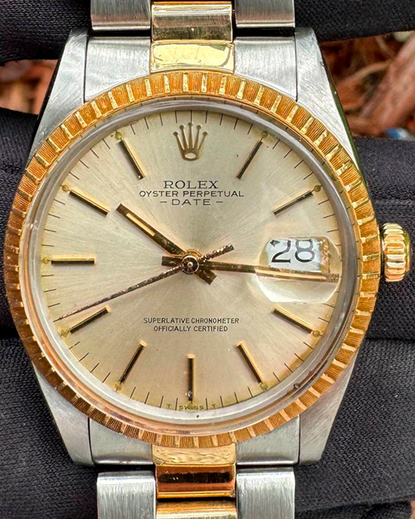 1987 Rolex Oyster Perpetual Date 34MM Champagne Dial Two-Tone Oyster Bracelet (15053)