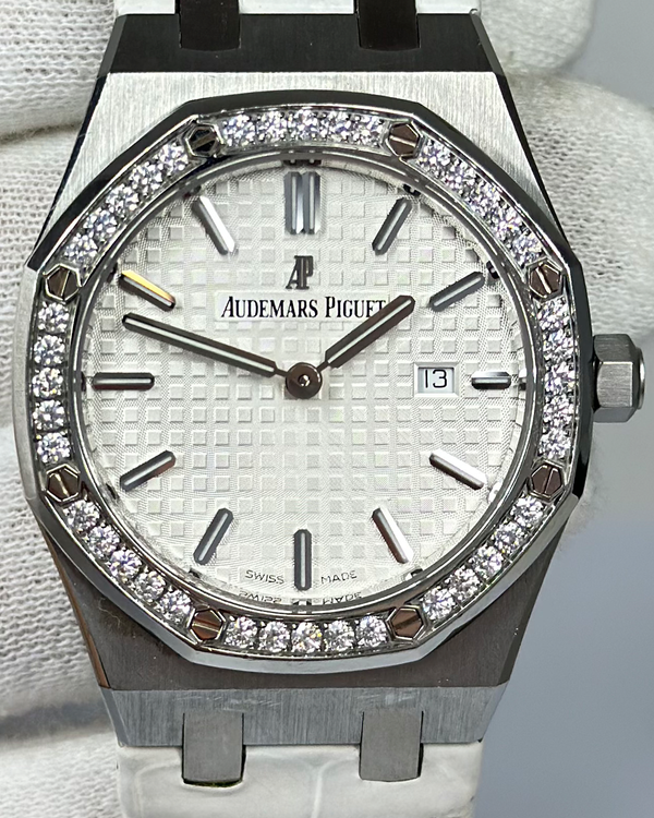 Audemars Piguet Royal Oak 33MM Quartz White Dial Leather Strap (67651ST.ZZ.D011CR.01)
