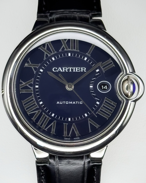 2021 Cartier Ballon Bleu 42MM Blue Dial Leather Strap (WSBB0027)