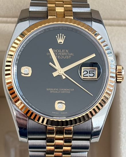 Rolex Datejust 36MM Black Dial Two-Tone Jubilee Bracelet (116233)