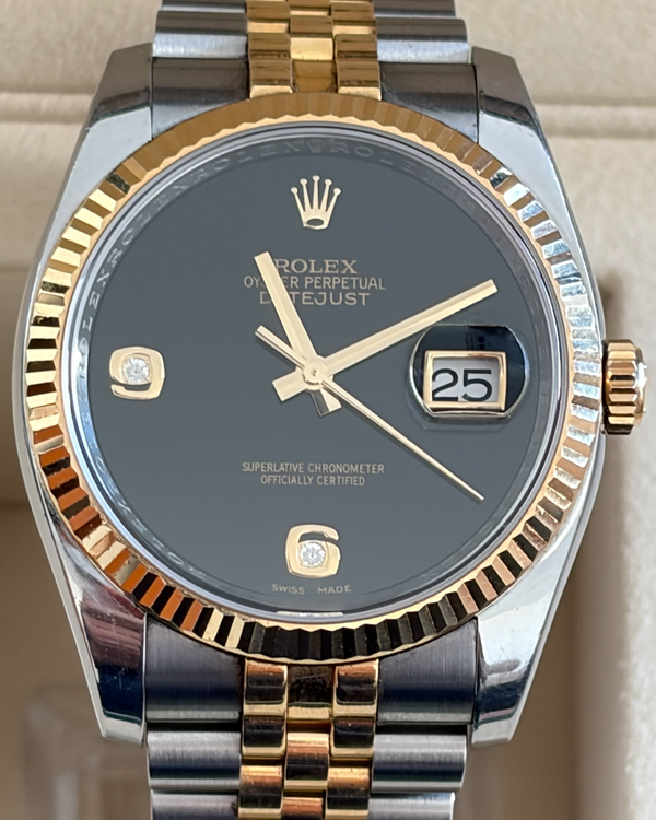Rolex Datejust 36MM Black Dial Two-Tone Jubilee Bracelet (116233)