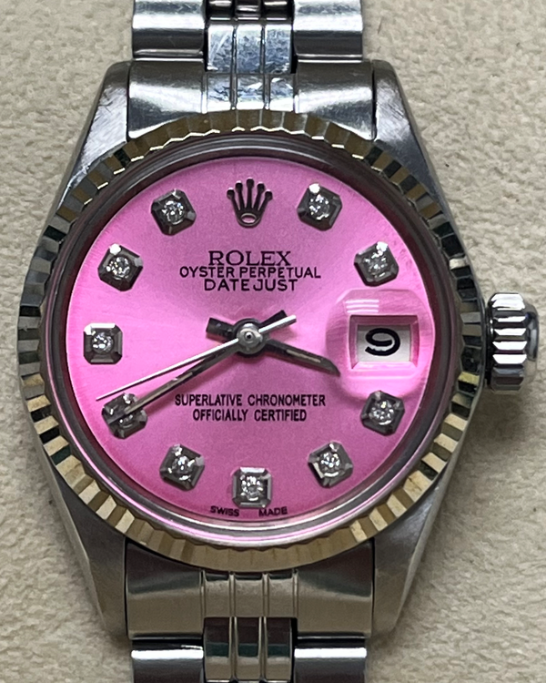 Rolex Oyster Perpetual Lady Date 26MM Aftermarket Pink Dial Jubilee Bracelet (6517)