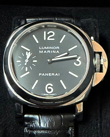 2001 Panerai Luminor Marina 44MM Black Dial Leather Strap (PAM00001)