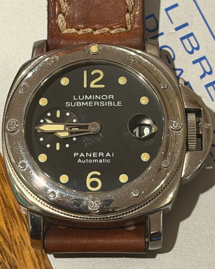 No Reserve - 1999 Panerai Submersible 44MM Black Dial Leather Strap (PAM00024)