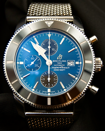 No Reserve - 2017 Breitling Superocean Heritage II Chronograph 46MM Blue Dial Steel Bracelet (A13312)