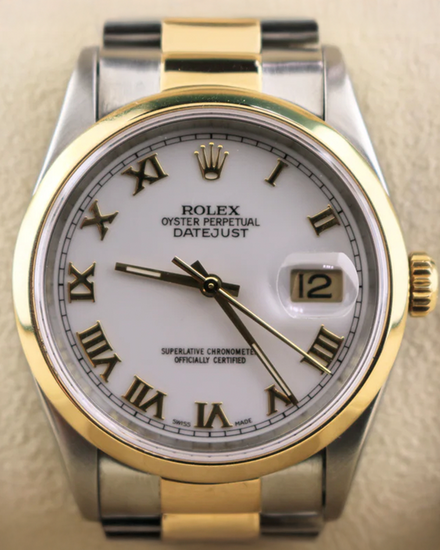 1996 (T Serial) Rolex Datejust 36MM White Dial Two-Tone Oyster Bracelet (16203)