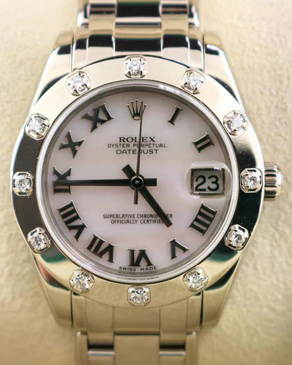 2009 Rolex Datejust 34MM Mother Of Pearl Dial White Gold Pearlmaster Bracelet (81319)
