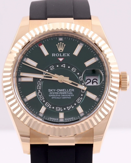 2025 Rolex Sky-Dweller 42MM Green Dial Rubber Strap (336238)
