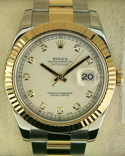 2016 Rolex Datejust II 41MM Ivory Dial Two-Tone Oyster Bracelet (116333)