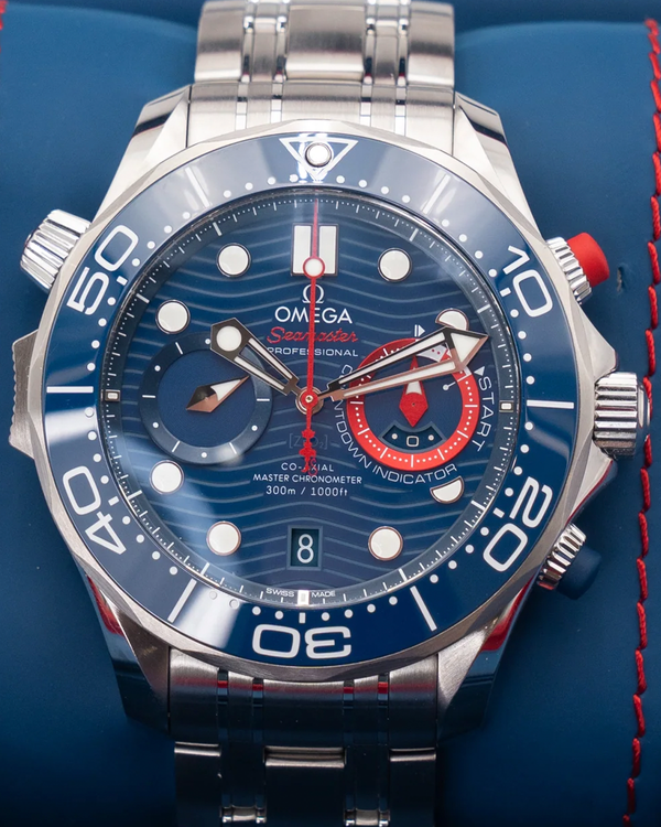2022 Omega Seamaster Diver 300M "36th America's Cup" 44MM Blue Dial Steel Bracelet (210.30.44.51.03.002)