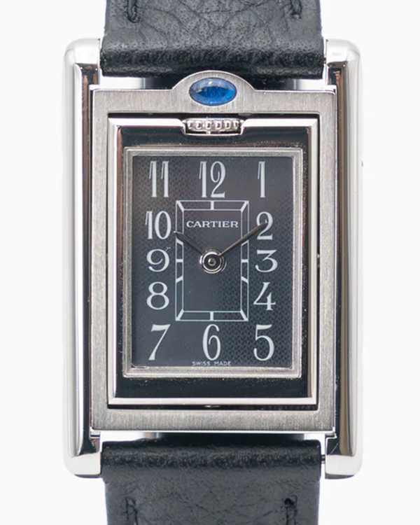 Cartier Tank Basculante 22MM Quartz Grey Dial Leather Strap (2386)