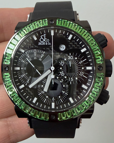 Jacob & Co. Epic II Chronograph 46MM Black Dial Rubber Strap (EPIC2PVDGRBW)