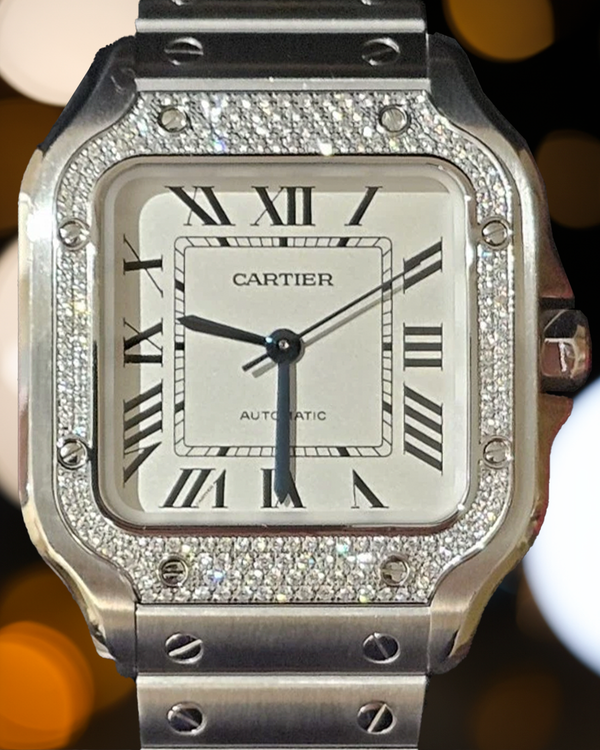 2021 Cartier Santos De Cartier 35MM Silver Dial Steel Bracelet (W4SA0005)
