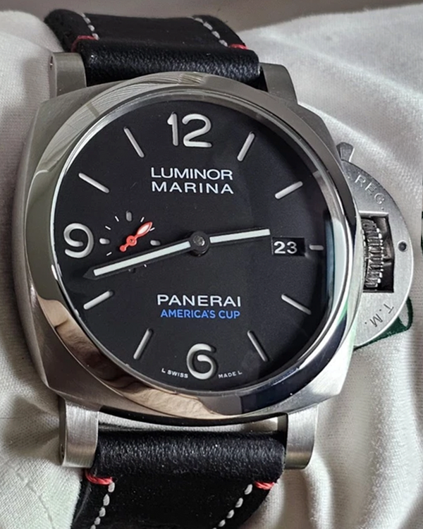 2017 Panerai Luminor Marina 1950 3 Days America's Cup Softbank Team Japan L.E. 44MM Black Dial Leather Strap (PAM00732)