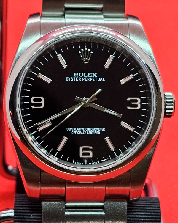 2010 (G Serial) Rolex Oyster Perpetual 36MM Black Dial Oyster Bracelet (116000)