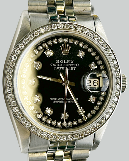 Rolex Datejust 36MM Aftermarket Black Dial Jubilee Bracelet (16030)