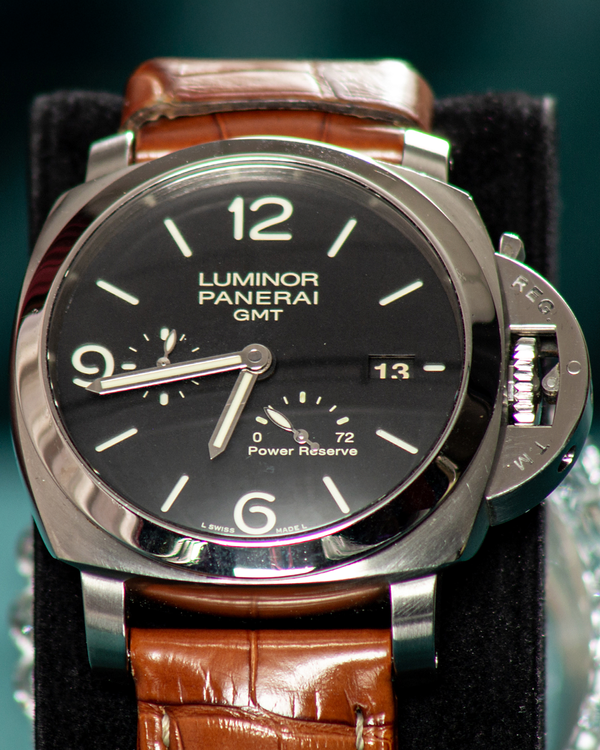 Panerai Luminor 1950 3 Days GMT 44MM Black Dial Leather Strap (PAM00321)
