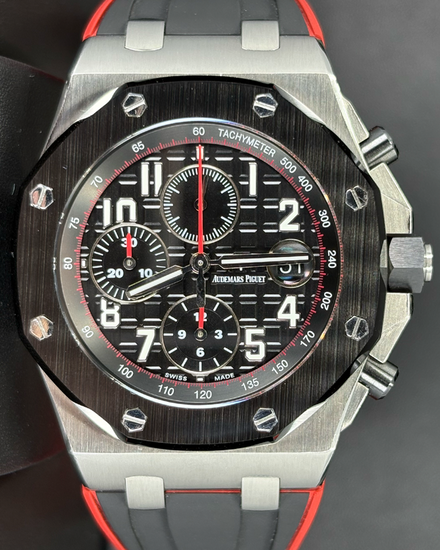 2016 Audemars Piguet Royal Oak Offshore "Vampire" 42MM Black Dial Aftermarket Rubber Strap (26470ST.OO.A101CR.01)
