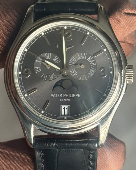 Patek Philippe Annual Calendar 39MM Grey Dial Leather Strap (5146G-010)