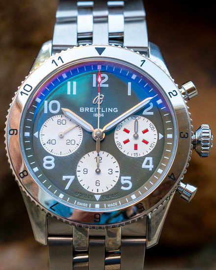 2025 Breitling Classic Avi Chronograph "Curtis Warhawk" 42MM Green Dial Steel Bracelet (A23380)