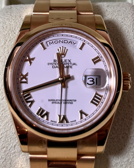 2013 Rolex Day-Date 36MM White Dial Yellow Gold Oyster Bracelet (118208)