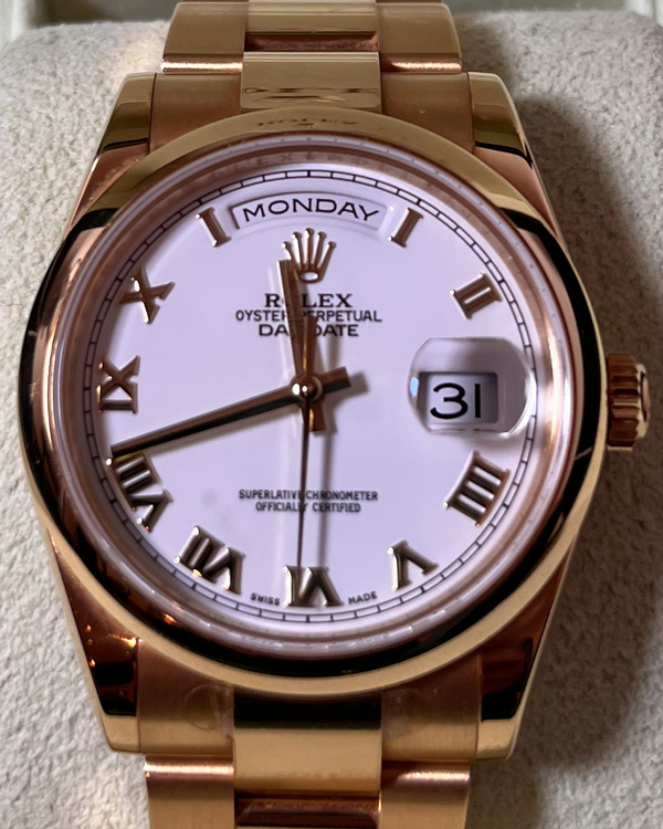 2013 Rolex Day-Date 36MM White Dial Yellow Gold Oyster Bracelet (118208)