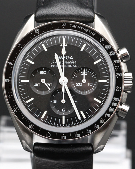 No Reserve - 2022 Omega Speedmaster Professional Moonwatch 42MM Black Dial Leather Strap (310.32.42.50.01.002)