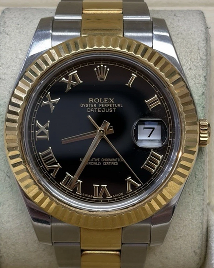 2014 Rolex Datejust II 41MM Black Dial Two-Tone Oyster Bracelet (116333)
