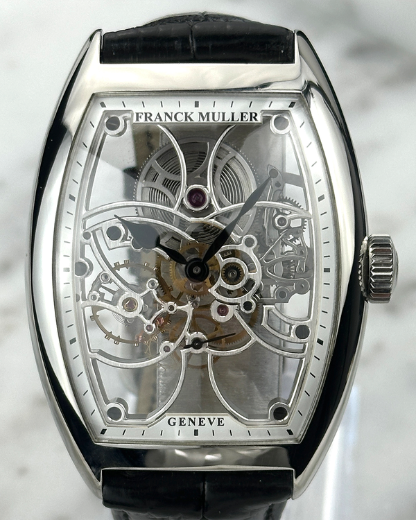 Franck Muller Cintrée Curvex 39MM Skeleton Dial Leather Strap (8880 B S6 SQT)