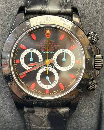 2011 Rolex Cosmograph Daytona "Bamford PVD" 40MM Aftermarket Black Dial Aftermarket Leather Strap (116520)
