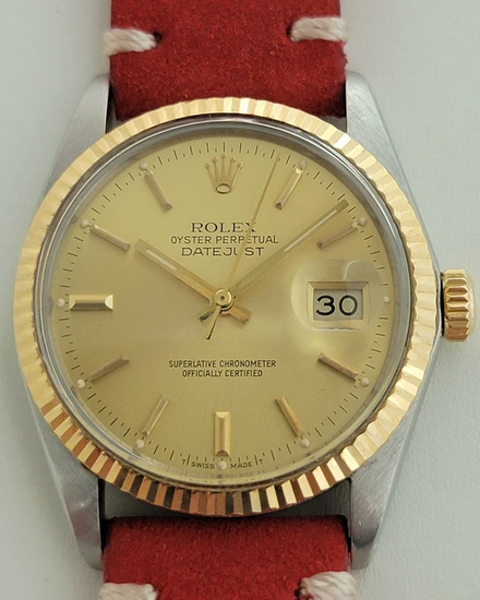 Rolex Datejust 36MM Champagne Dial Aftermarket Leather Strap (16013)