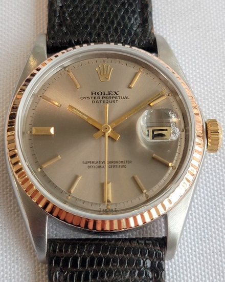 Rolex Datejust 36MM Champagne Dial Aftermarket Leather Strap (1601)