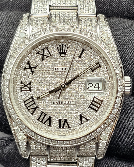 No Reserve - Rolex Datejust 36MM Aftermarket Diamond Pavé Dial Oyster Bracelet (116200)