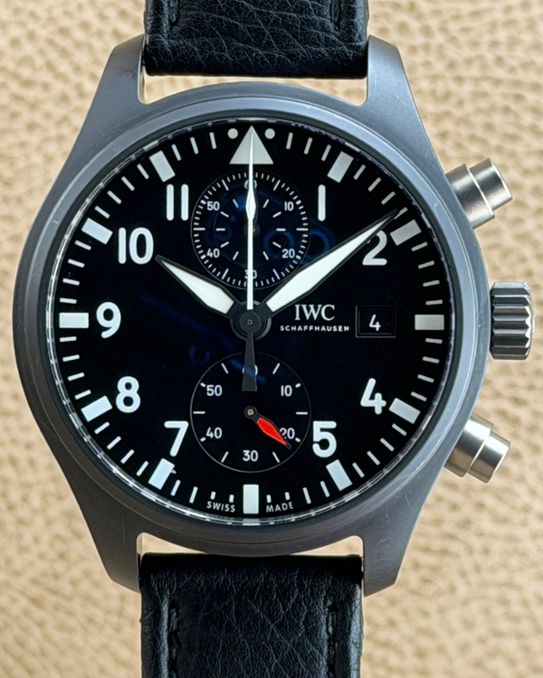2019 IWC Schaffhausen Pilot Chronograph "Top Gun" 44MM Black Dial Rubber Strap (IW389001)