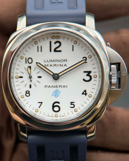 2016 Panerai Luminor Marina Logo Bianco 44MM White Dial Rubber Strap (PAM00660)