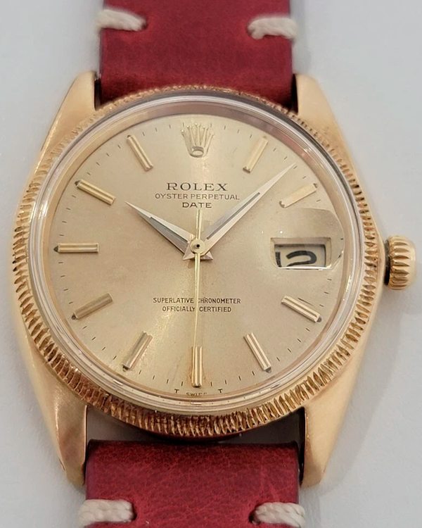 Rolex Oyster Perpetual Date 35MM Champagne Dial Aftermarket Leather Strap (1503)