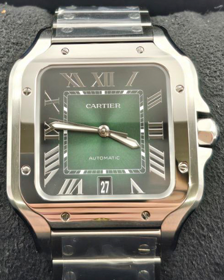 2025 Cartier Santos De Cartier 39.8MM Green Dial Steel Bracelet (WSSA0062)