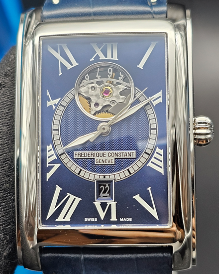 No Reserve - Frederique Constant Classics Carrée 38.7MM Blue Dial Leather Strap (FC-315DNS4C26)