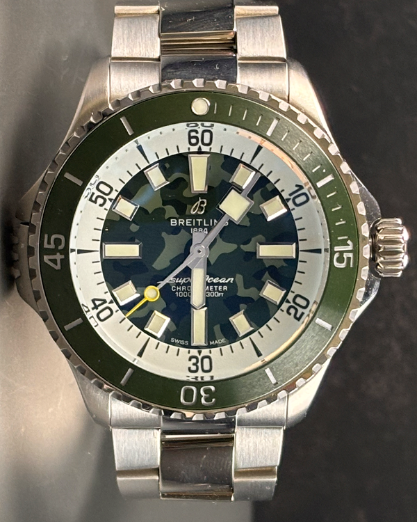 2022 Breitling Superocean Super Diver 46MM Camo Green Dial Titanium Bracelet (E10379D31L1E1)